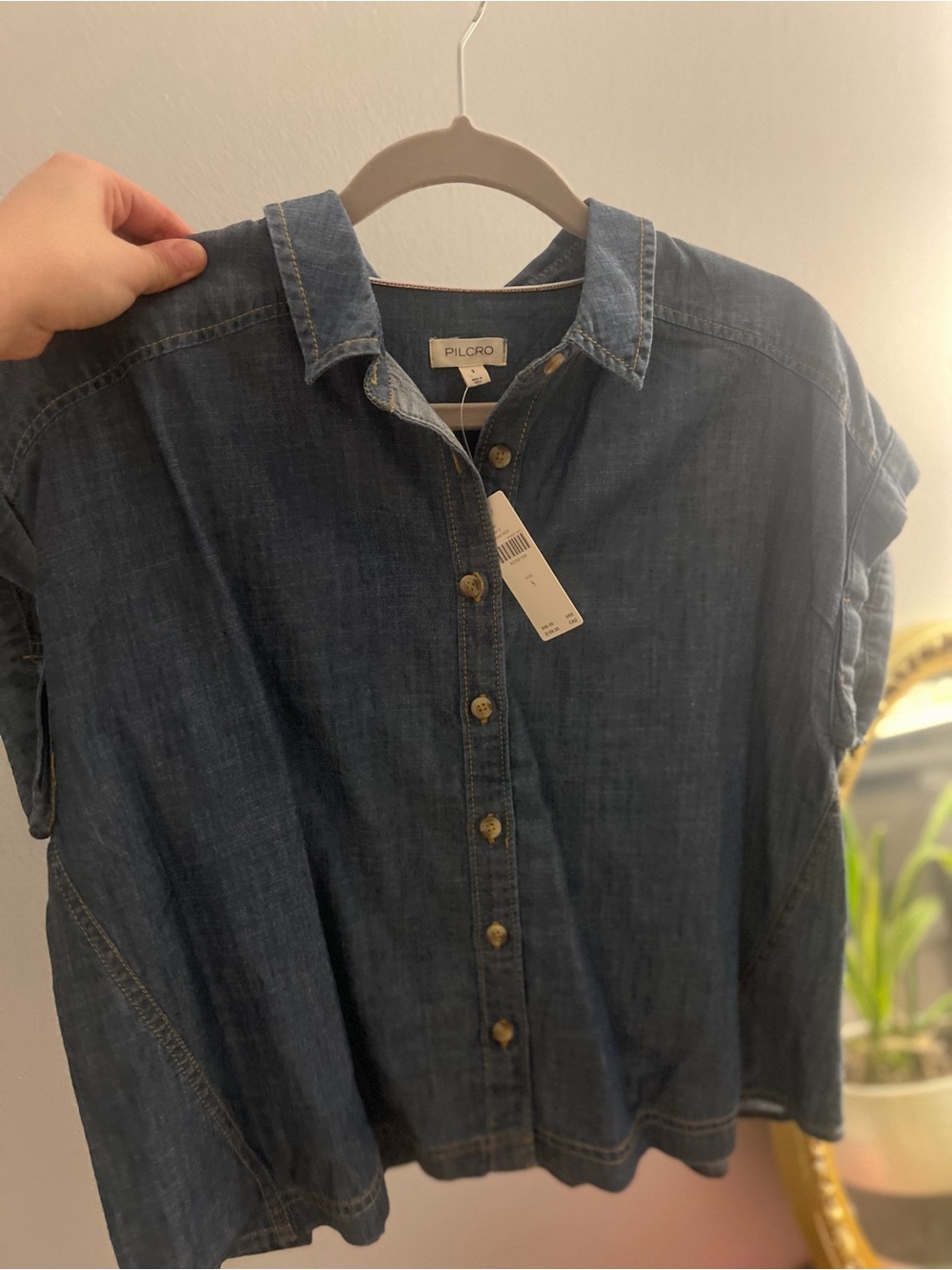 Anthropologie Pilcro Indigo Denim Button-Front Top